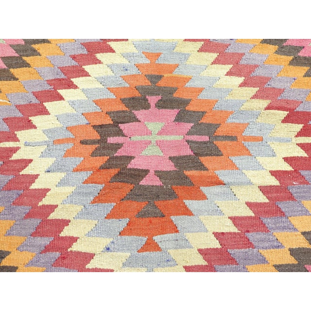 Textile Mid 20th Century 1960's Classical Antalya Handwoven Turkish Kilim Boho Area Accent Rug For Sale - Image 7 of 11