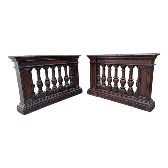 Walnut Balustrades, Italy, Set of 2 For Sale