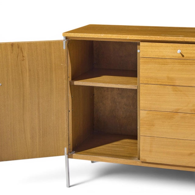 Wood Paul McCobb for Calvin Linear Mid Century Walnut and Stainless Steel Credenza For Sale - Image 7 of 10