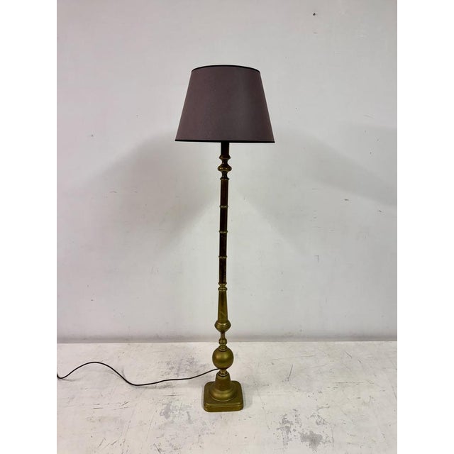 Goldenrod Early 20th Century Brass Floor Lamp, 1890s For Sale - Image 8 of 10