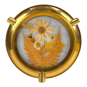 Vintage Italian Hollywood Regency Brass Dried Flower Ashtray