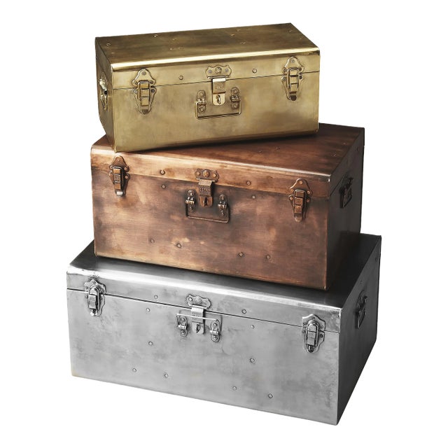 Spirit Iron Storage Trunk Set, Assorted - Set of 3 For Sale