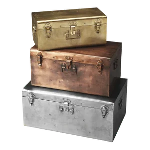 Spirit Iron Storage Trunk Set, Assorted - Set of 3