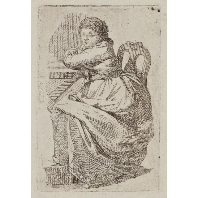 J. Schadow, Sitting Young Woman, 1784, Etching For Sale - Image 3 of 3