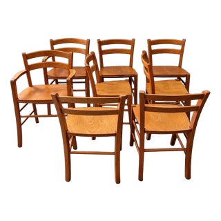 Moroccan Chairs in Beech by Vico Magistretti for De Padova, Italy, Set of 8 For Sale