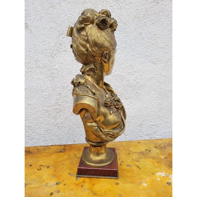 A Carrier, Bust of a Woman, 19th Century, Bronze on Marble For Sale - Image 17 of 18