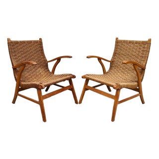 Vintage Dutch Rope Chairs from Vroom & Dreesman, 1960s, Set of 2 For Sale