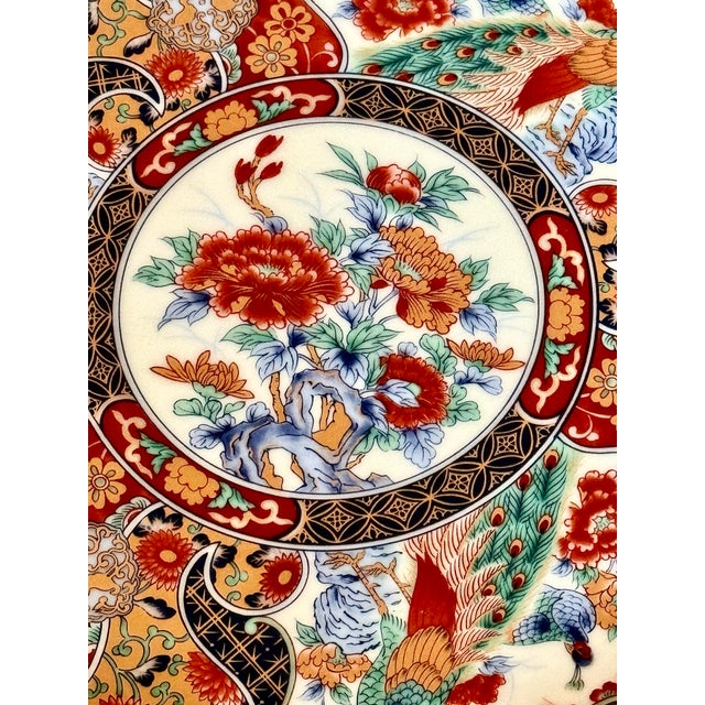 1960s Vintage Japanese Arita Yaki Plate, Adorned With Peacocks For Sale - Image 5 of 8