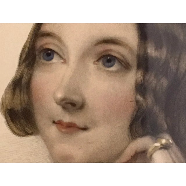 Early 19th Century Antique 1820s English "maid of Honour" Hand Colored Engraving For Sale - Image 5 of 13