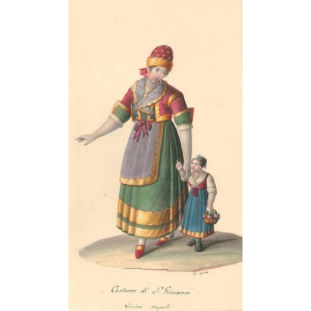 Costume di San Giovanni - Watercolor by M. De Vito - 1820 ca. 1820 c.a. For Sale - Image 3 of 3