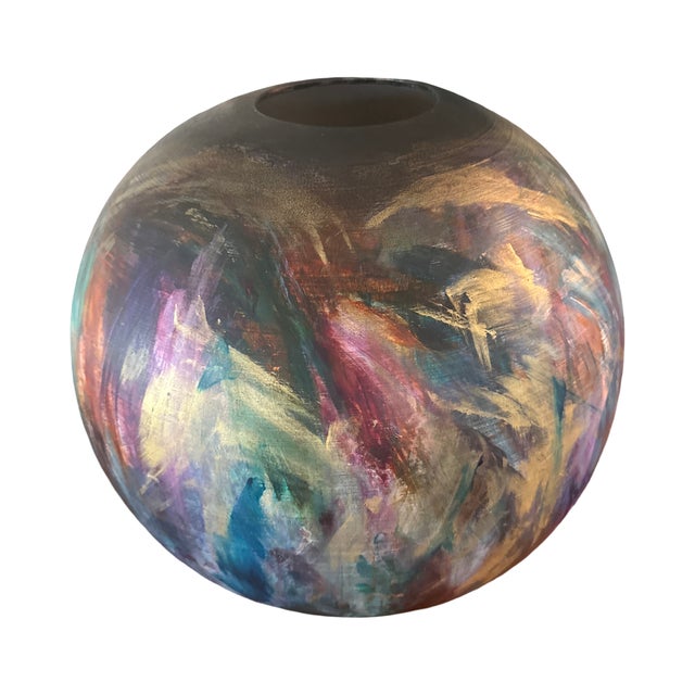 Large Byron & Alyse Sanders Signed Studio Art Pottery Globe-Form Vessel, 1980s For Sale - Image 15 of 17
