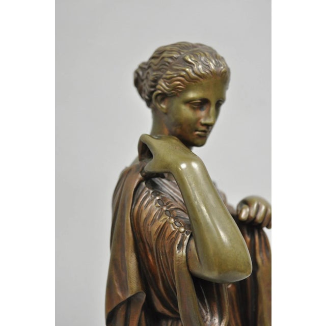 Antique 19th C. Ferdinand Barbedienne Bronze Diana Gabies Statue Sculpture For Sale - Image 12 of 17