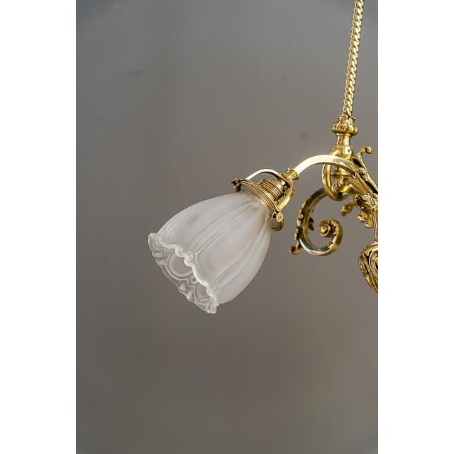Antique Chandelier with Original Glass Shades, Vienna, Austria, 1890s For Sale - Image 15 of 18