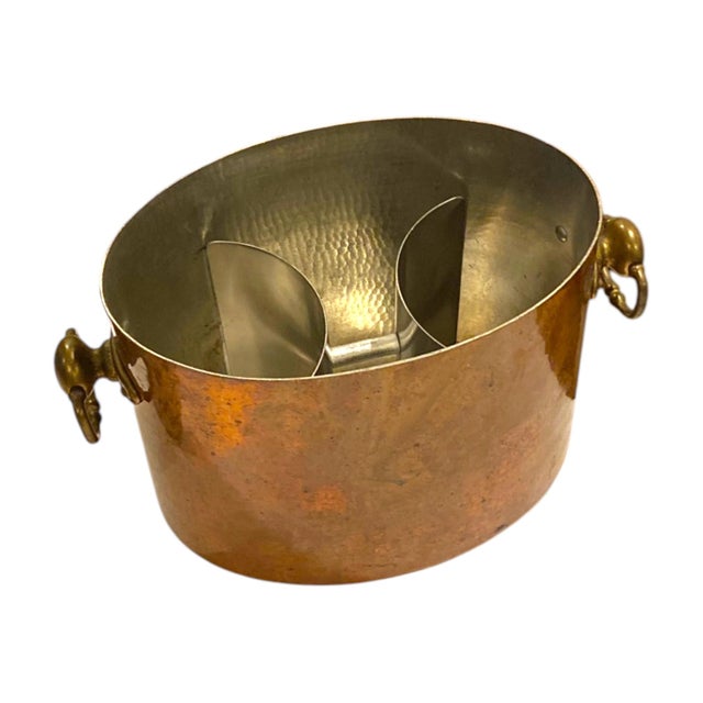 Late 20th Century Williams Sonoma Champagne Ice Bucket, Hammered Copper Made in France by Mauviel For Sale - Image 11 of 13