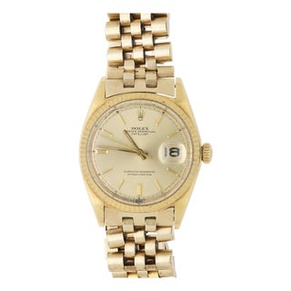 Vintage Rolex Datejust 1601 14k Yellow Gold Pie Pan Dial Jubilee Bracelet Watch For Sale
