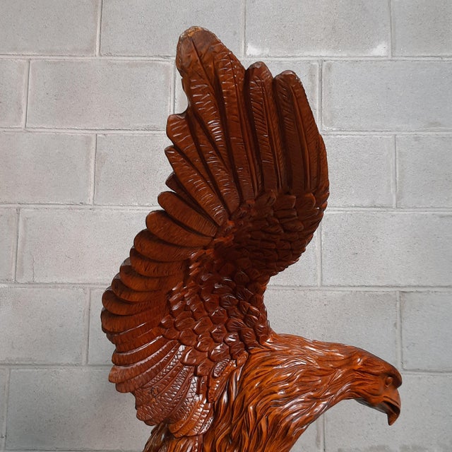 Large Golden Eagle Sculpture, 2000s, Wood For Sale - Image 11 of 18