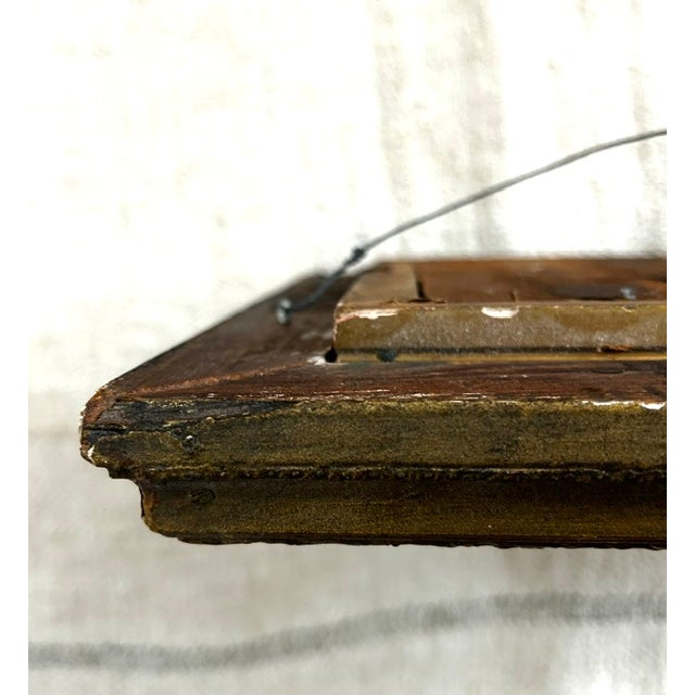 Olive Antique Oil Painting, Boy With Sailboat, Signed For Sale - Image 8 of 13