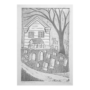 1976 Selma Bluestein Croton on Hudson Cemetery Etching