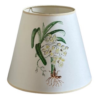 Vintage Hand Painted & Pierced Botanical Paper Lamp Shade For Sale