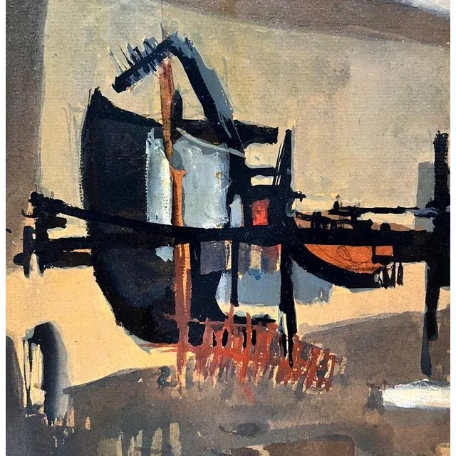 Paul Delapoterie, Construction Site Landscape, 1960s, Oil on Wood, Framed For Sale - Image 4 of 12