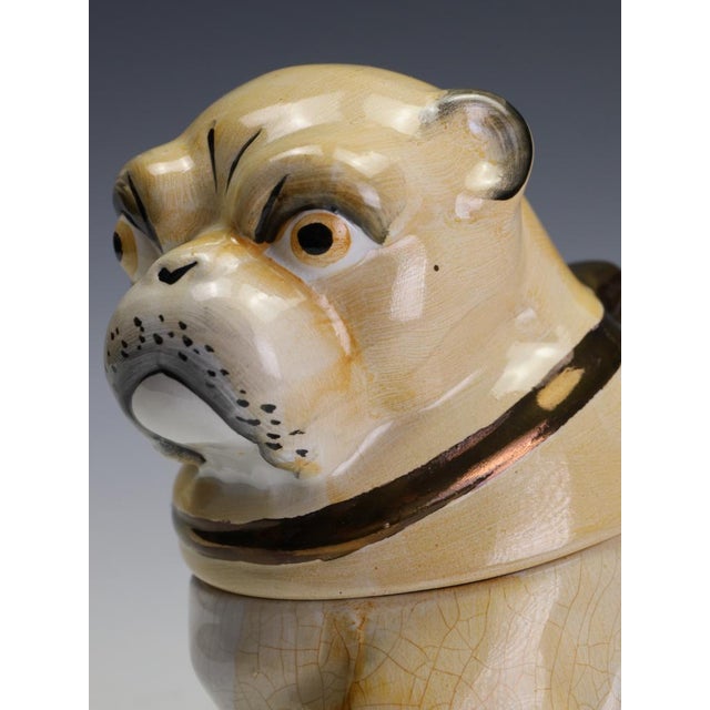 Seated Pug Tobacco Jar from Staffordshire Pottery, 1900 For Sale - Image 10 of 18