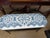 Black Custom Blue & White Chinoiserie Upholstered Bench With Black Iron Base For Sale - Image 8 of 8