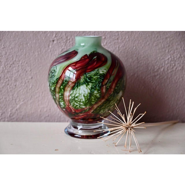 Green and Red Murano Glass Lamp Base, 1980s For Sale - Image 12 of 12