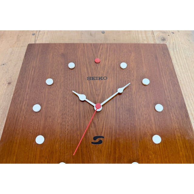Vintage Brown Wooden Wall Clock from Seiko, 1980s For Sale - Image 10 of 16