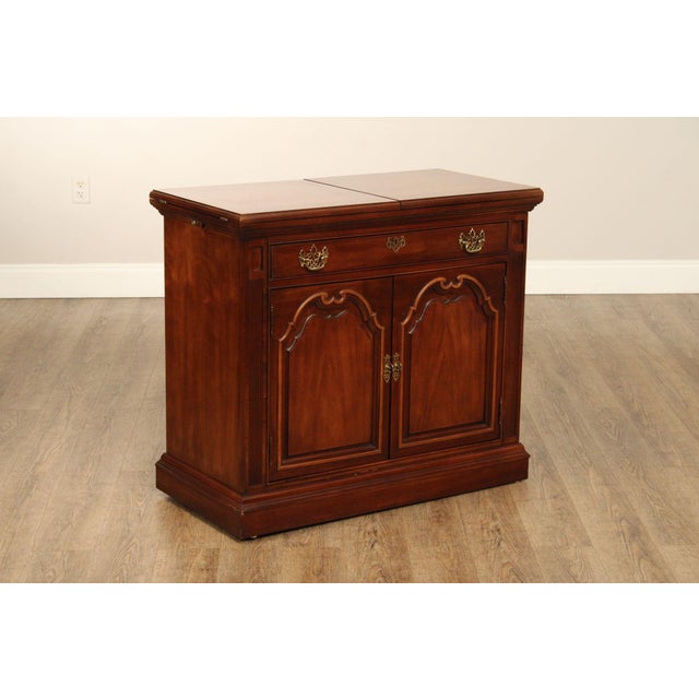 High Quality Cherry Server Or Bar Cabinet With Flip Tops Opening To Laminated Serving Area, Dovetailed Drawer and Interior...