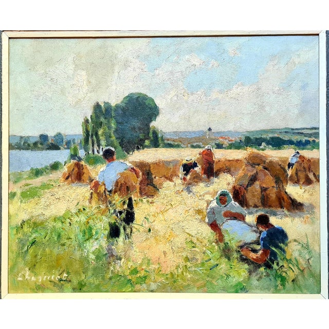 Alfred Jean Chagniot, The Harvest, 1950s, Oil on Canvas For Sale - Image 6 of 6