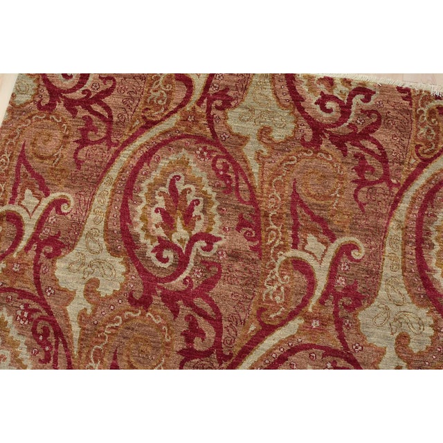 Textile Suzani Rug 8’11” X 9’1” Brown Wool Modern Hand-Knotted Oriental Carpet For Sale - Image 7 of 15