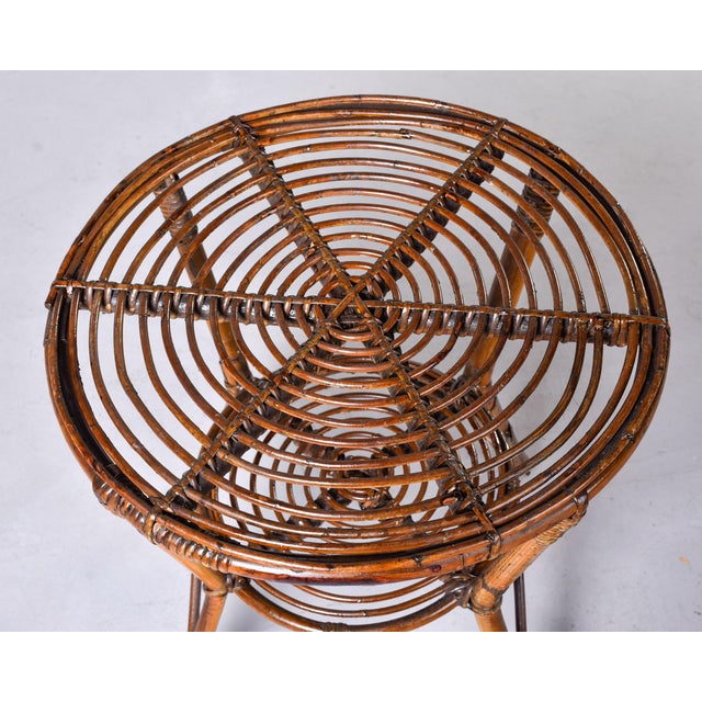 Mid-Century Italian Rattan & Bamboo Two-Tier Side Table For Sale - Image 9 of 10
