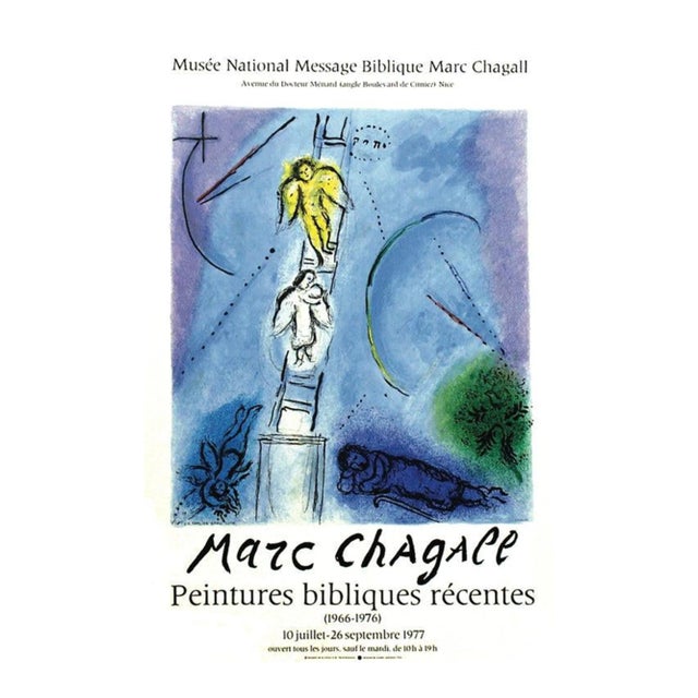 1977 Marc Chagall 'Jacob's Ladder' Modernism Multicolor,Blue France Lithograph For Sale