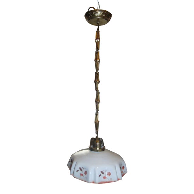 Antique Art Nouveau Brass Ceiling Lamp For Sale