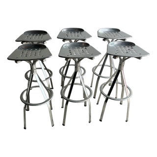 Industrial Aluminium Bar Stools, Set of 6 For Sale