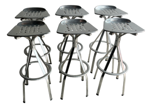 Industrial Aluminium Bar Stools, Set of 6