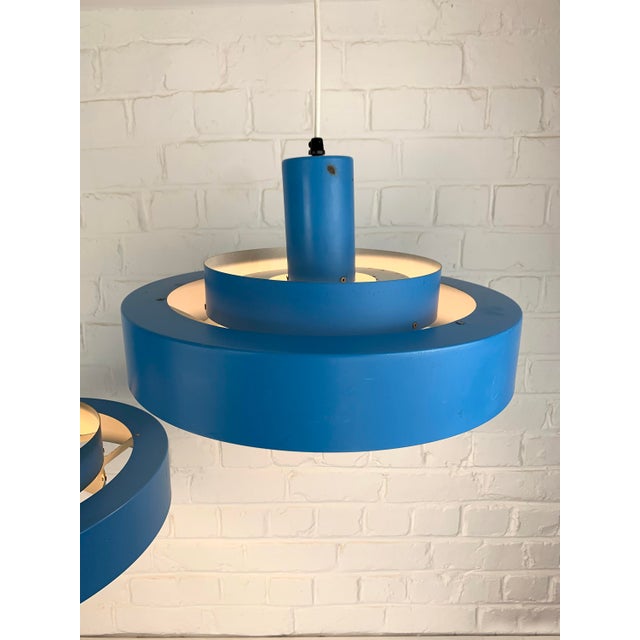 1970s Blue Equator Pendant Lamps by Jo Hammerborg for Fog & Mørup, 1968, Set of 2 For Sale - Image 5 of 16