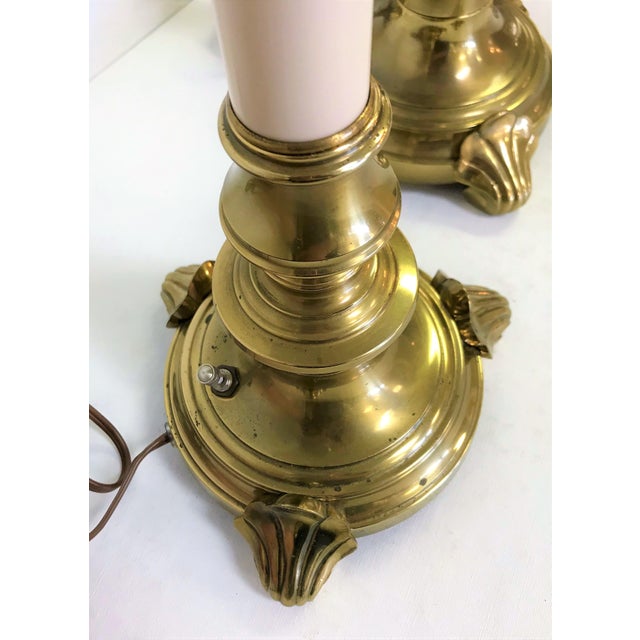 Vintage Stiffel Brass Candlestick Lamps With Shades a Pair Chairish