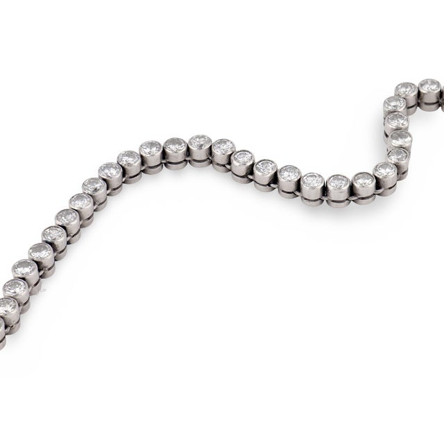 Mid 20th Century Vintage 4.00 Carat Bezel Set Diamond Platinum Tennis Bracelet For Sale - Image 5 of 6