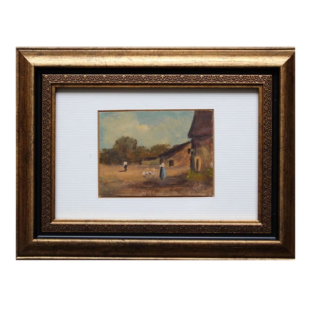 Antonio Leto, In the Yard, Oil on Board, 1890s For Sale