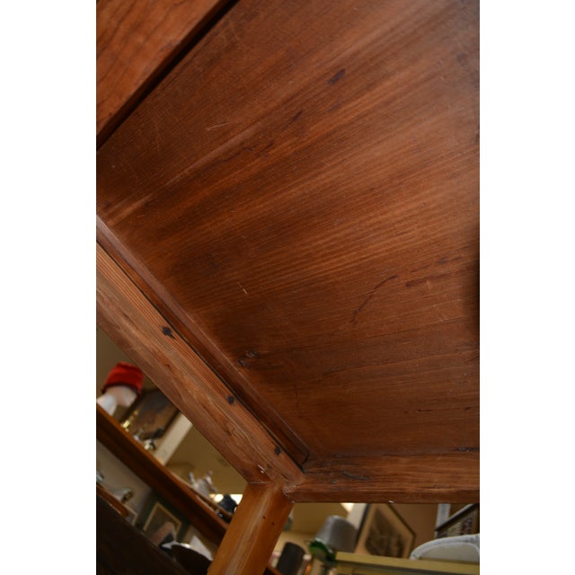 Antique Rustic Pine Work / Side Farmhouse Kitchen Table With Long Drawer For Sale - Image 17 of 18