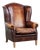 Vintage English Cowhide Wing Armchair For Sale