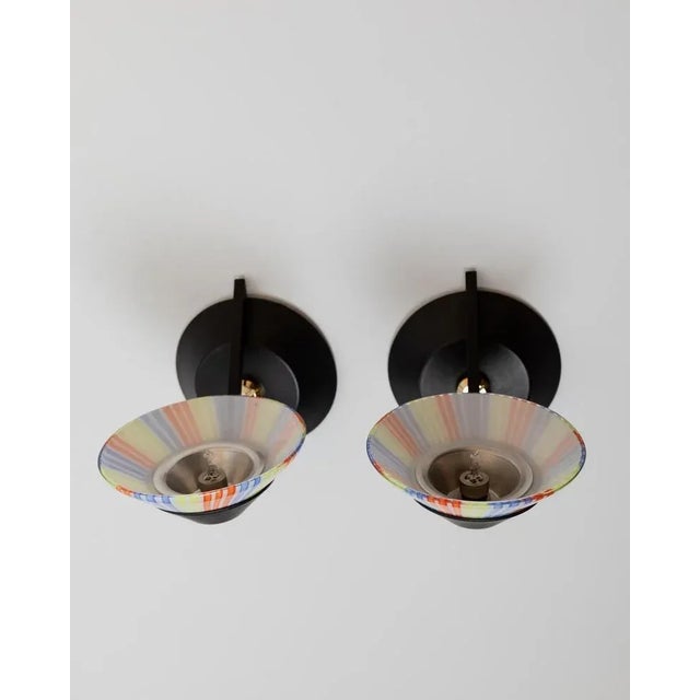 Vintage Striped Murano Glass Wall Lamps, Italy, 1980s, Set of 2 For Sale - Image 9 of 11