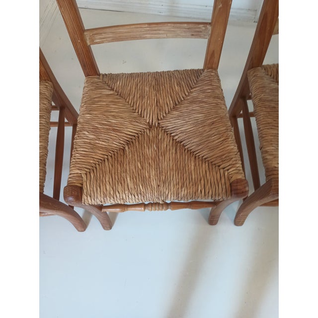 1970s French Country Pine and Rush Dining Chairs For Sale - Image 10 of 17