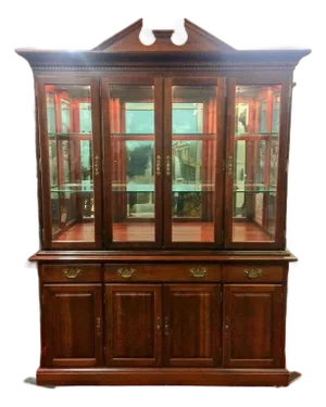 Vintage Cherry China Cabinet, Breakfront