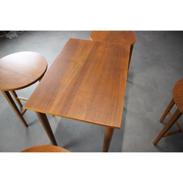 Poul Hundevad Mid-Century Modern Folding Table and Stools by Poul Hundevad, 1960s, Set of 5 For Sale - Image 4 of 12