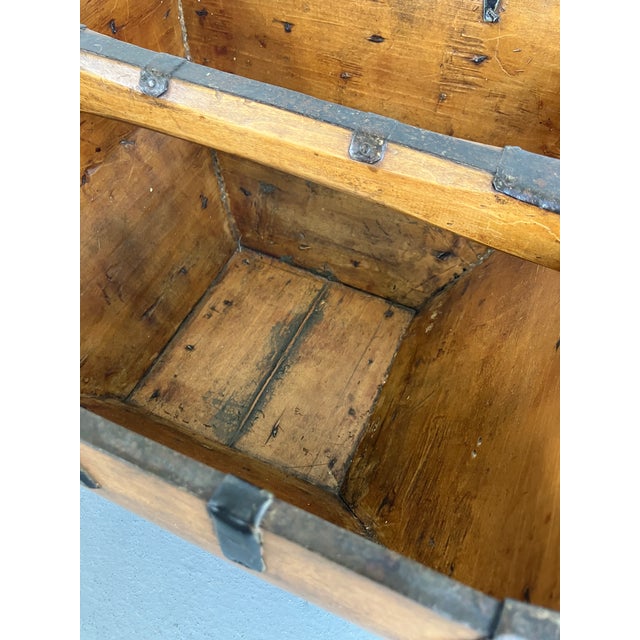 Lovely Asian Metal and Wood Rice Bucket For Sale - Image 10 of 11