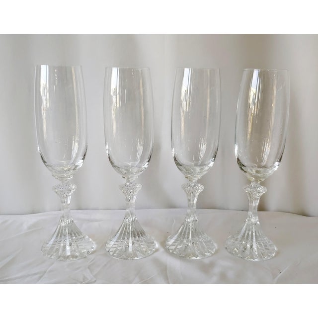 Mikasa Ritz Crystal Champagne Flutes, Set of 4 | Chairish