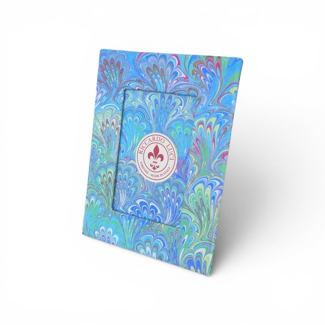 Paper Italian Marbled Paper Firenze Tabletop Picture Frame For Sale - Image 7 of 11