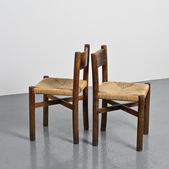 Wood Early BCB Edition Méribel Chairs by Charlotte Perriand, 1950, Set of 2 For Sale - Image 7 of 9